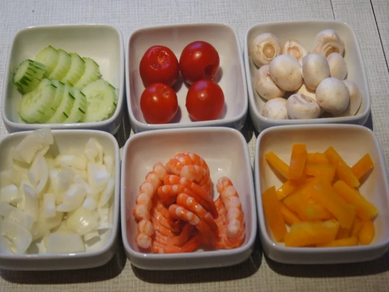 Garnelenteller mit warmen und kalten Gemüse - Rezept - Bild Nr. 4