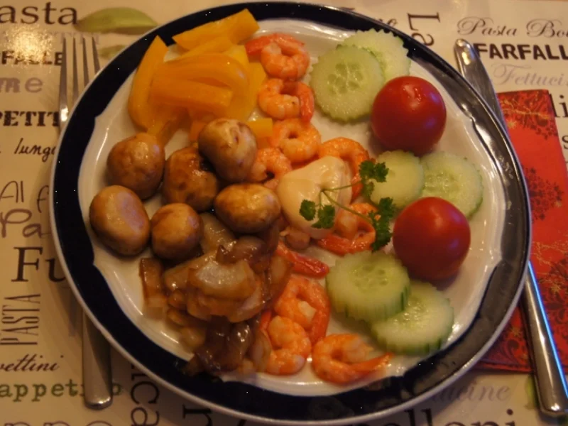 Garnelenteller mit warmen und kalten Gemüse - Rezept - Bild Nr. 6