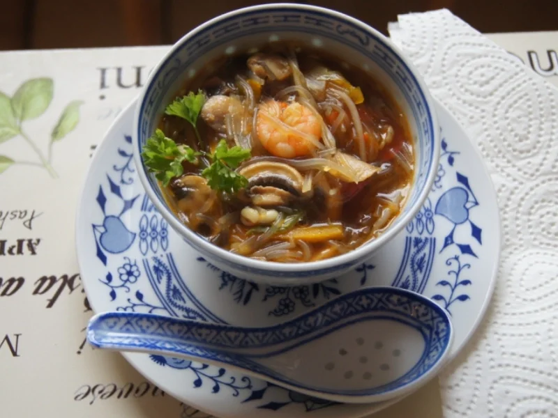 Rezept: Glasnudelsuppe mit Garnelen und Gemüse Bild Nr. 2345 Glasnudelsuppe mit Garnelen und Gemüse - Rezept - Bild Nr. 2345