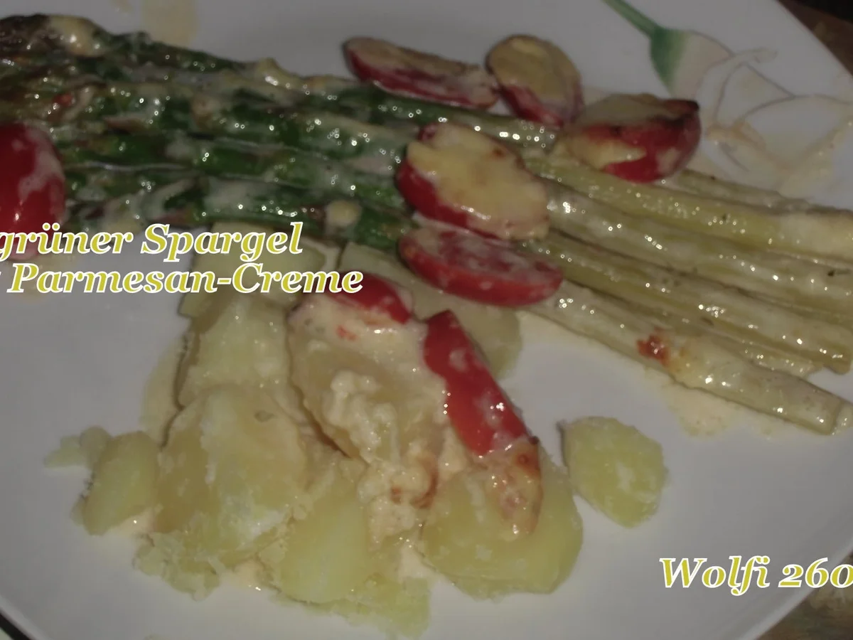 Gemüse : Grüner Spargel - Tomate mit Parmesan-Creme - Rezept - Bild Nr. 2351