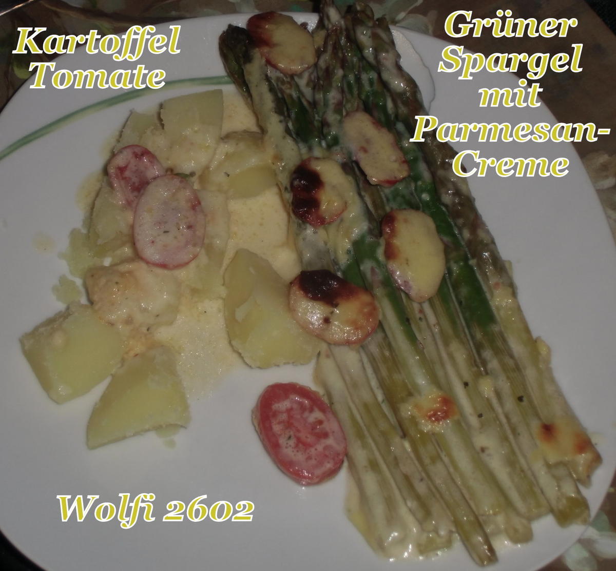 Gemüse : Grüner Spargel - Tomate mit Parmesan-Creme - Rezept - Bild Nr. 2352