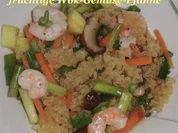 Grüner Spargel, Karotten, Champignon, Ananas mit Instant Wok-Nudeln und Garnelen - Rezept - Bild Nr. 2352