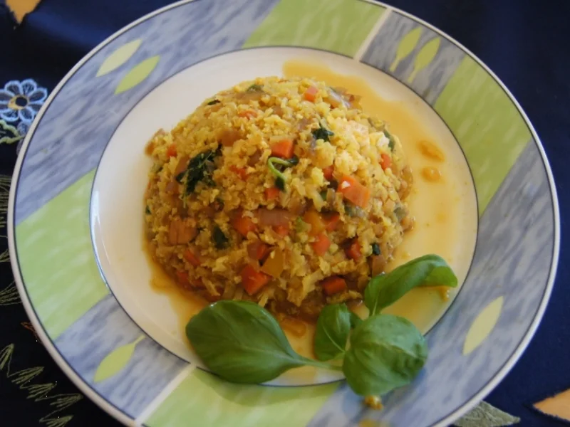 Nasi Goreng mit Curry-Blumenkohl-Reis - Rezept - Bild Nr. 2392