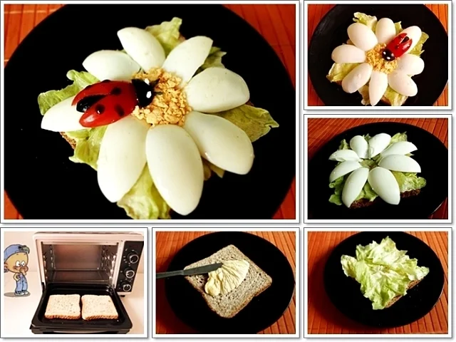 Glücksbringer – Golden Toast mit Eisbergsalat, Eiern und Marienkäfer - Rezept - Bild Nr. 2456