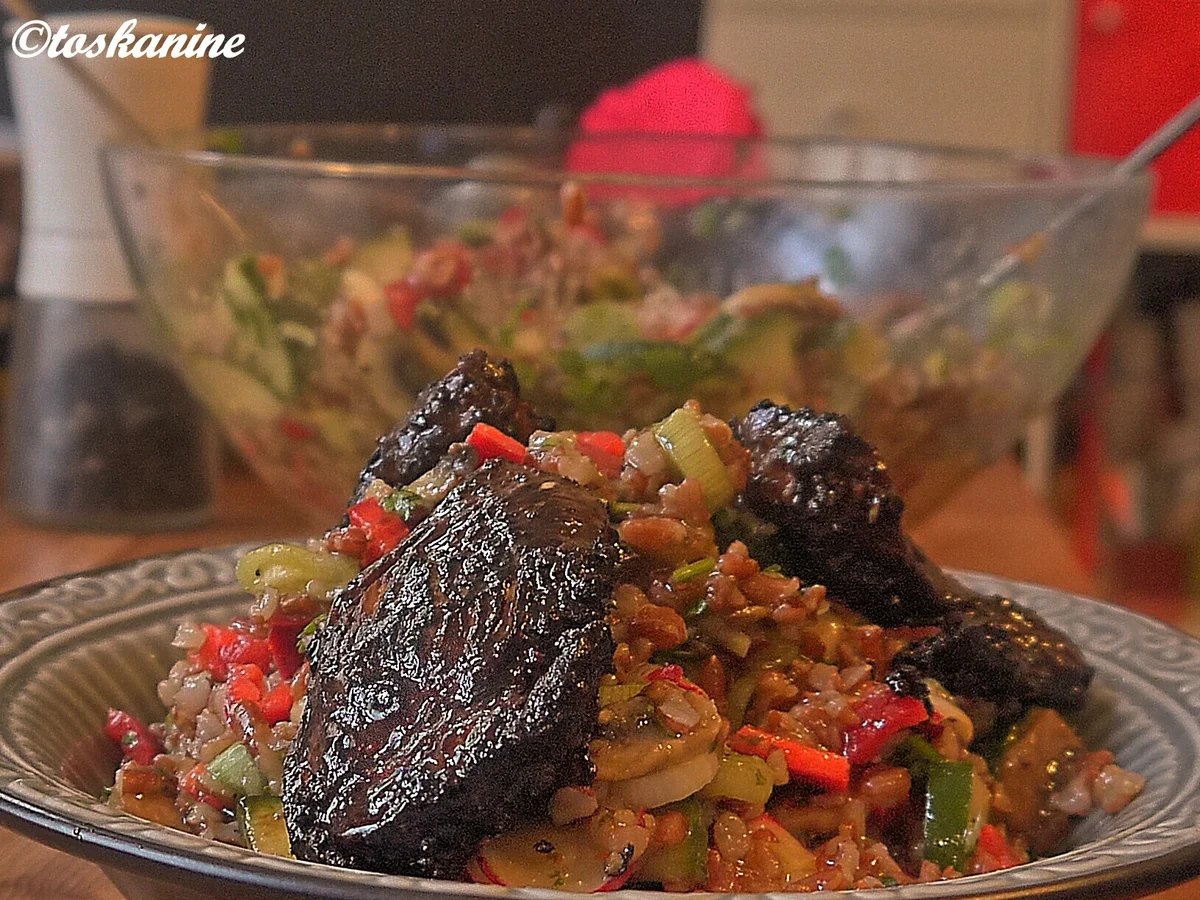 Rezept: Reissalat mit scharf marinierter Hähnchenbrust Bild Nr. 3 Reissalat mit scharf marinierter Hähnchenbrust - Rezept - Bild Nr. 3