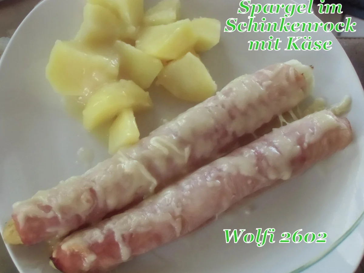 Gemüse : Spargel im Schinkenrock mit Käse überbacken - Rezept - Bild Nr. 2486