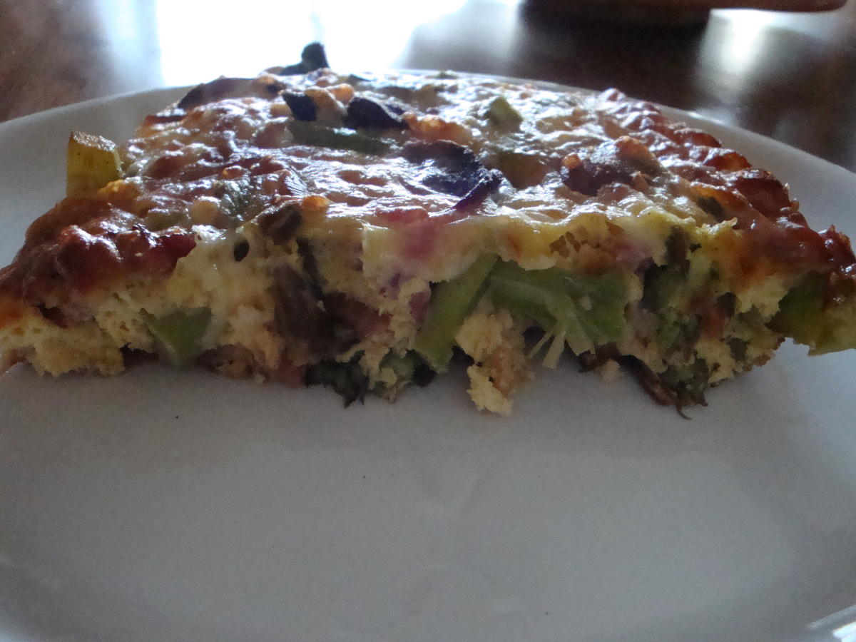 Quiche mit grünem Spargel-Sucuk-Schinken und Käse überbacken - Rezept ...