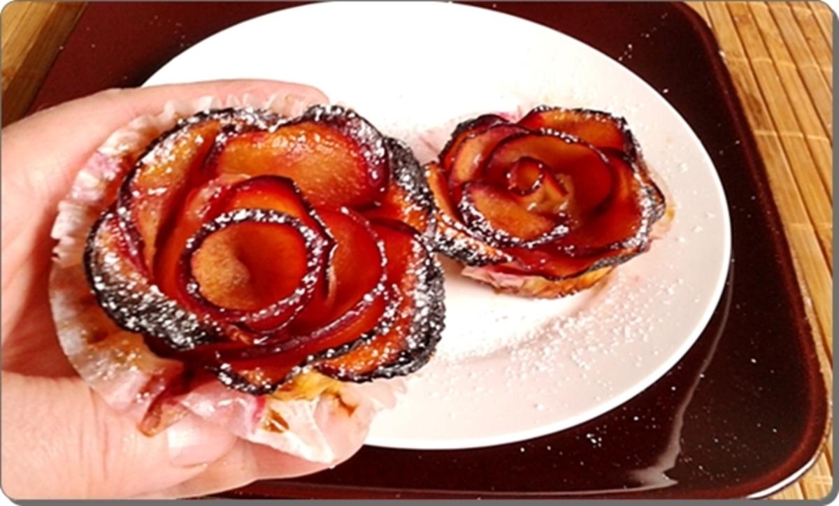 Pflaumen-Blätterteig-Rosen als Dessert - Rezept - Bild Nr. 2594