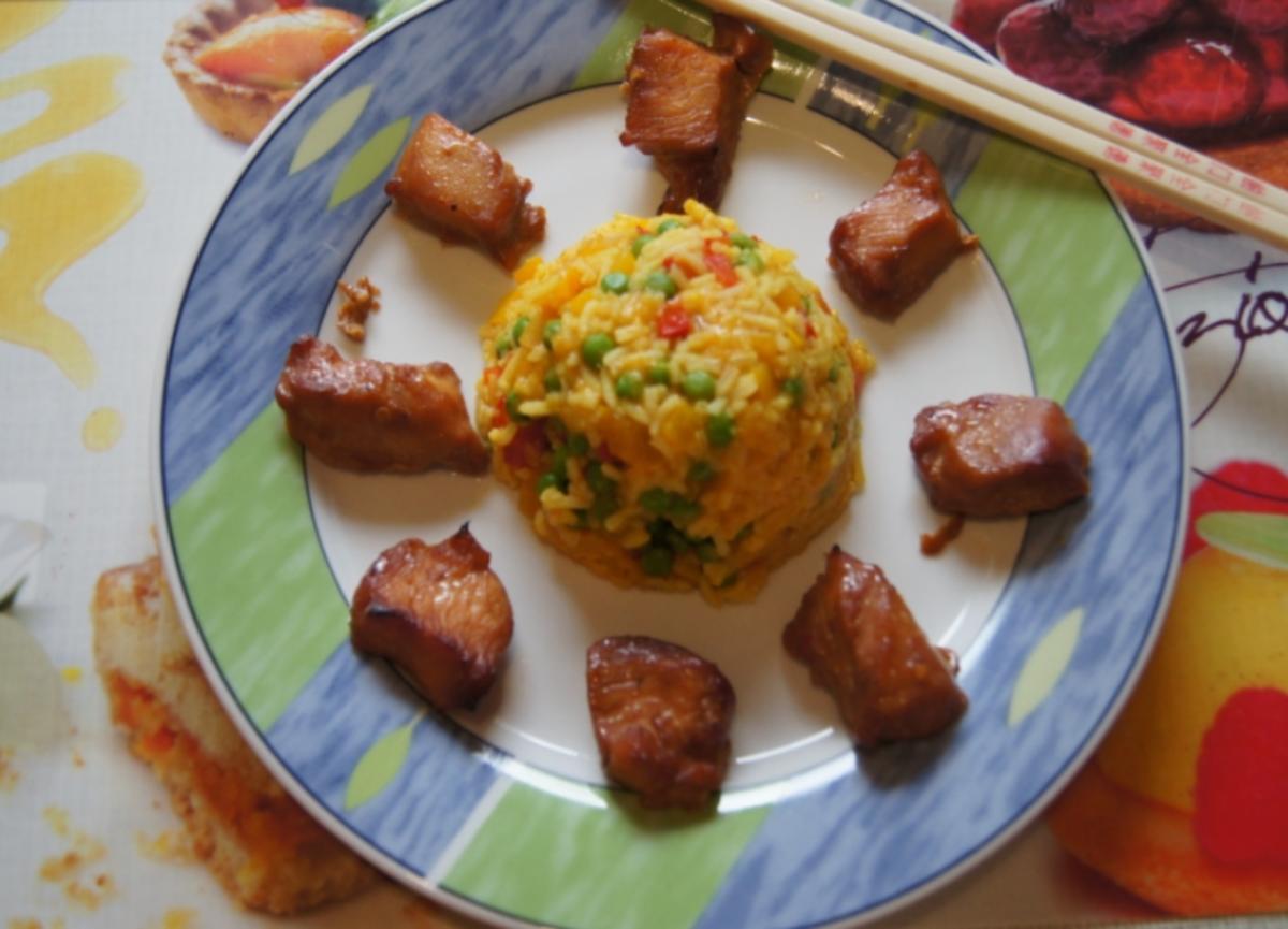 Chinesische Hähnchennuggets mit Gemüse-Reis - Rezept - kochbar.de