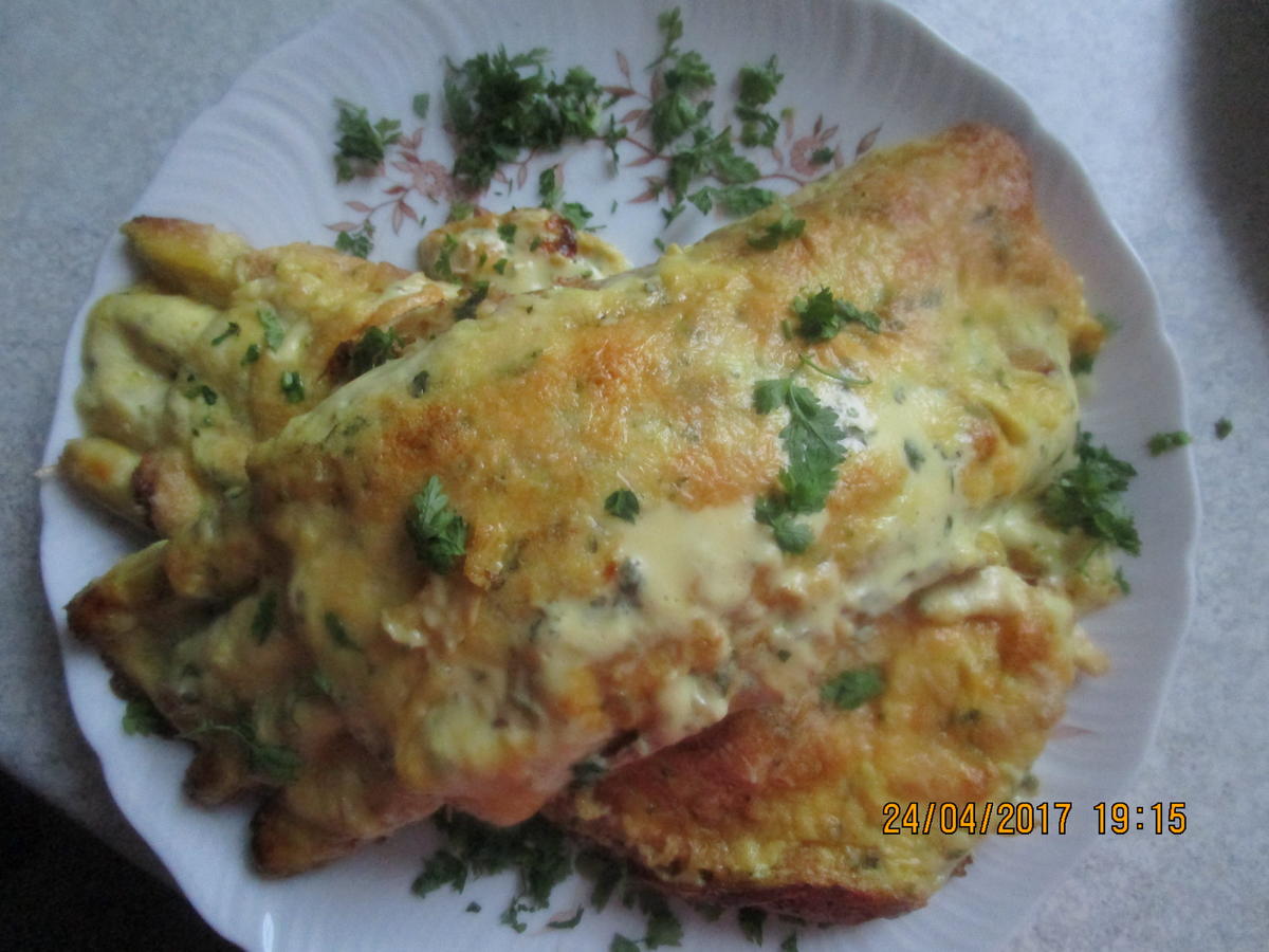 Spargel Schinken Pfannkuchen mit Käse überbacken - einfach - von federkiel