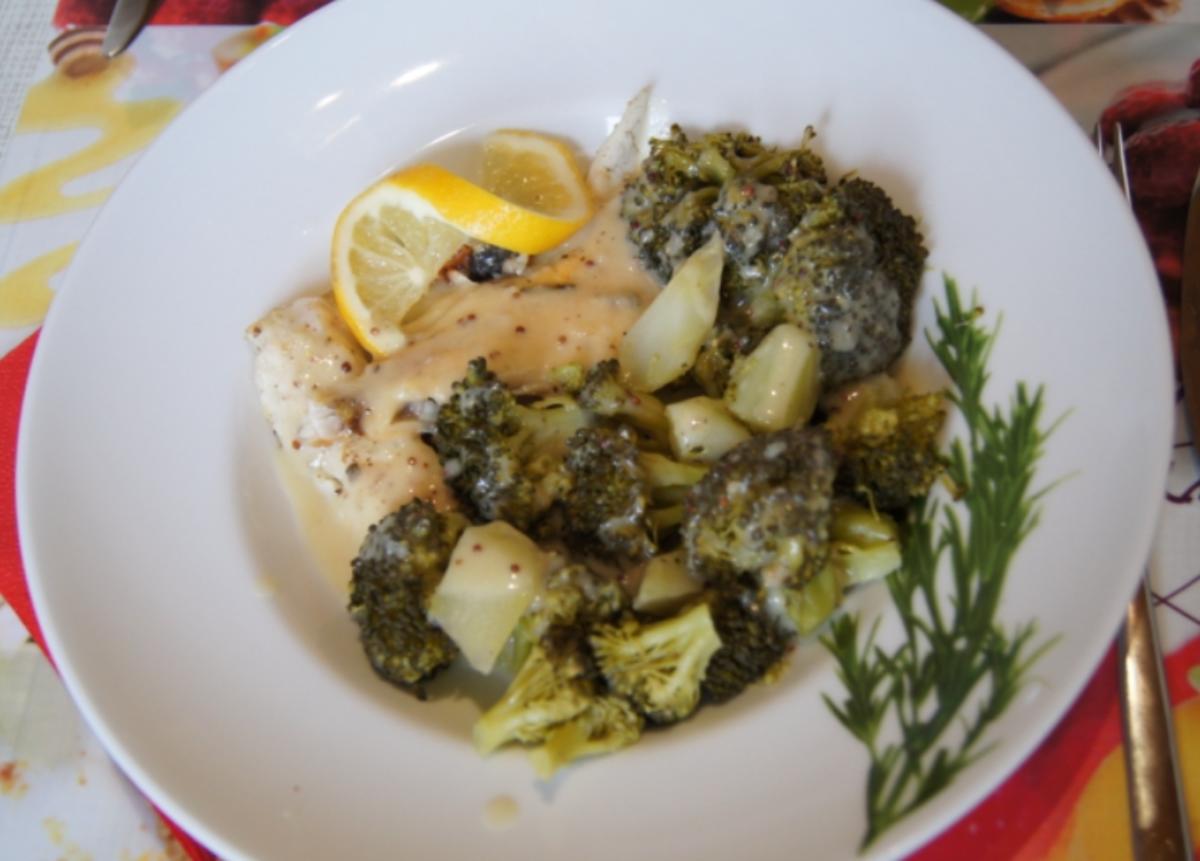 Panfisch mit Brokkoli und Honig-Senf-Sauce - Rezept - Bild Nr. 2701