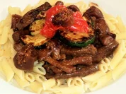 Rindersteakstreifen mit Feigen an Gorgonzola-Sauce - Rezept - Bild Nr. 2786