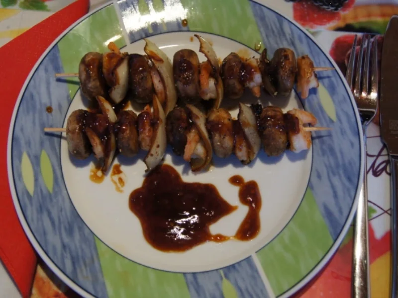Rezept: Garnelen-Champignon-Zwiebel-Spieße Bild Nr. 2794 Garnelen-Champignon-Zwiebel-Spieße - Rezept - Bild Nr. 2794