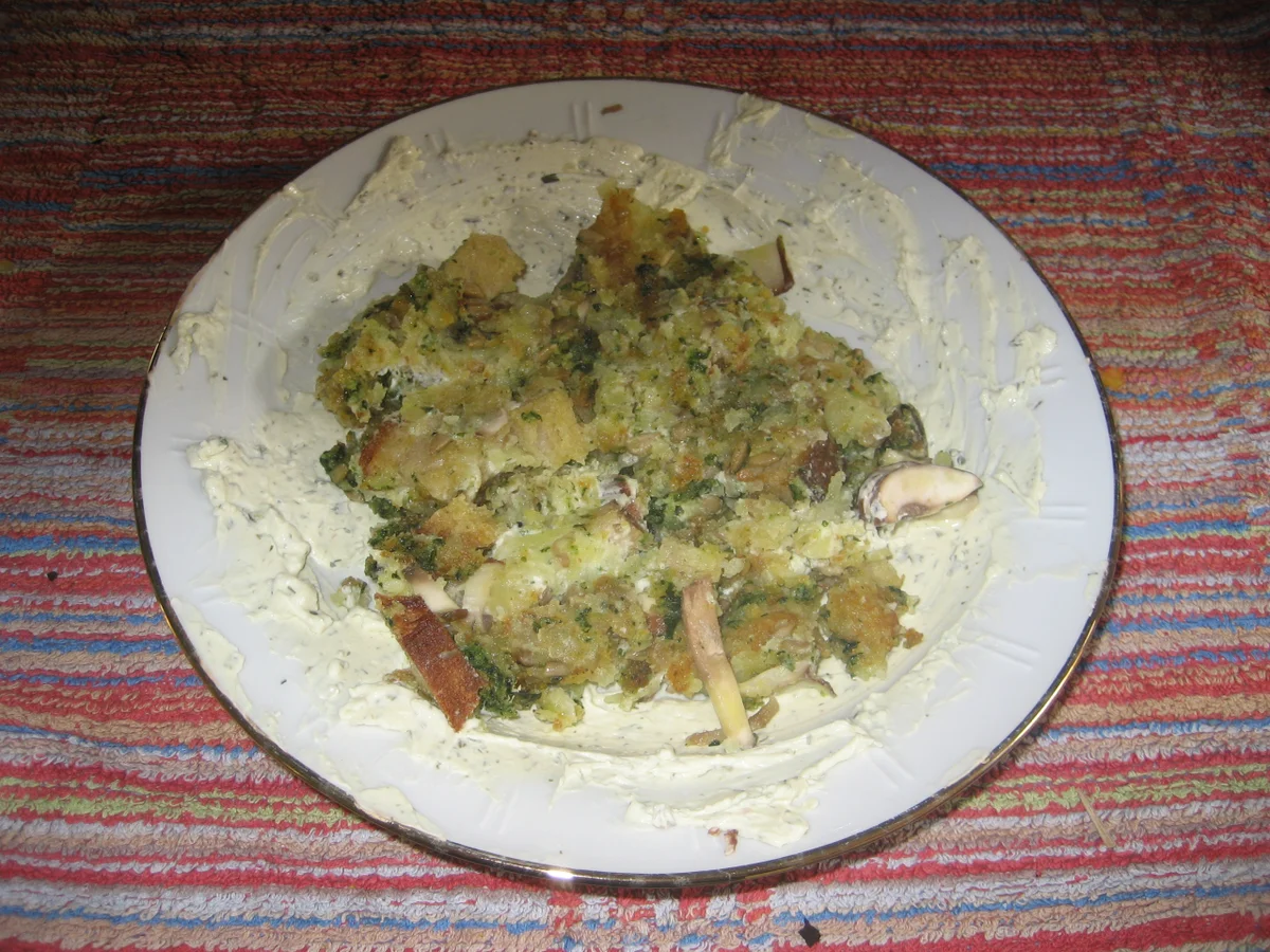 Spinatstäbschen mit Äpfeln, Pilzen, Brot und Frischkäse - Rezept - Bild Nr. 2832