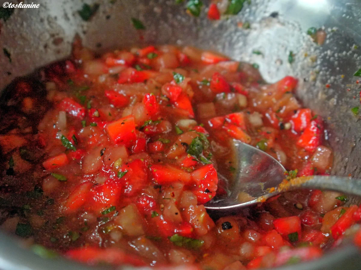 Büffelmozzarella mit Erdbeer.-Tomaten-Salsa - Rezept - Bild Nr. 2906