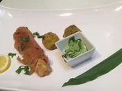 Spargel Cordon bleu mit Fächerkartoffeln und Bärlauch-Dip - Rezept - Bild Nr. 2