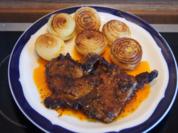 Paprika-Steak mit Zwiebeln und Beilagen - Rezept - Bild Nr. 2988