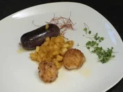 Gebratene französische Blutwurst mit Antillen-Gewürzen und gebratener Jakobsmuschel - Rezept - Bild Nr. 2