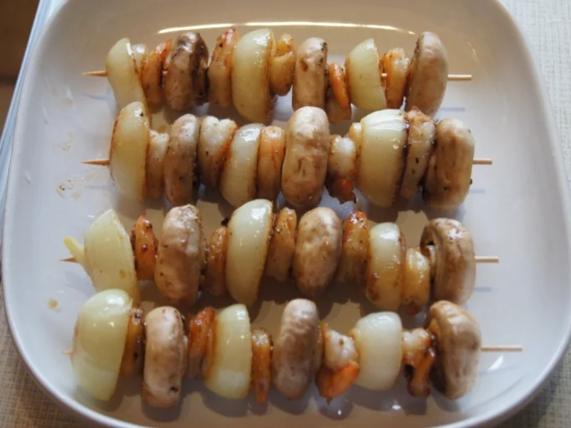 Zwiebel-Champignon-Garnelen-Spieße - Rezept - Bild Nr. 3031
