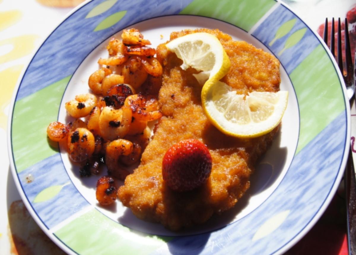 Schnitzel-Garnelen-Teller - Rezept - Bild Nr. 3036