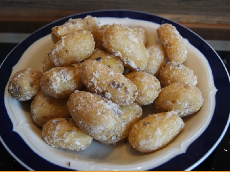 Meersalz-Kümmel-Drillinge mit luftgetrockneter-Mettwurst und Lollo-Rosso-Salat - Rezept - Bild Nr. 3055