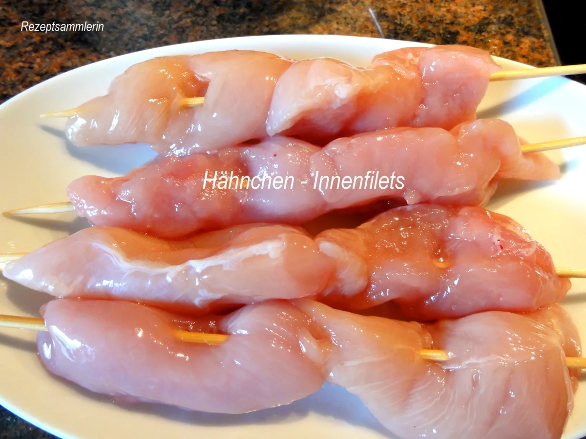 Rezept: Geflügel: HÄHNCHEN ~ INNEN ~ FILET ~ SPIESSE Bild Nr. 3062 Geflügel: HÄHNCHEN ~ INNEN ~ FILET ~ SPIESSE - Rezept - Bild Nr. 3062