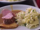 Medaillons vom Kalbsfilet mit Petersiliennudeln und Kräuterseitlingen sous vide - Rezept - Bild Nr. 2