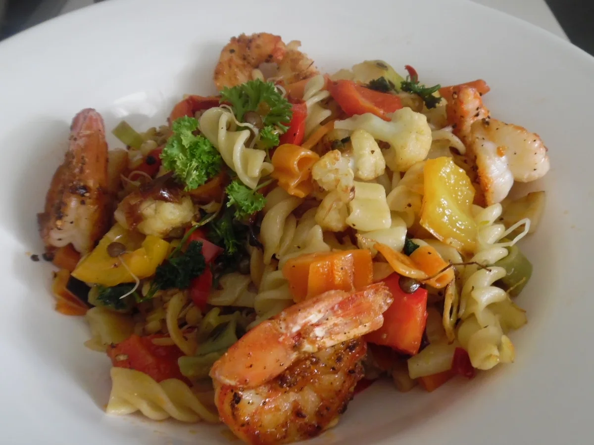 Garnelen-Nudel-Pfanne, scharf - Rezept - Bild Nr. 3095