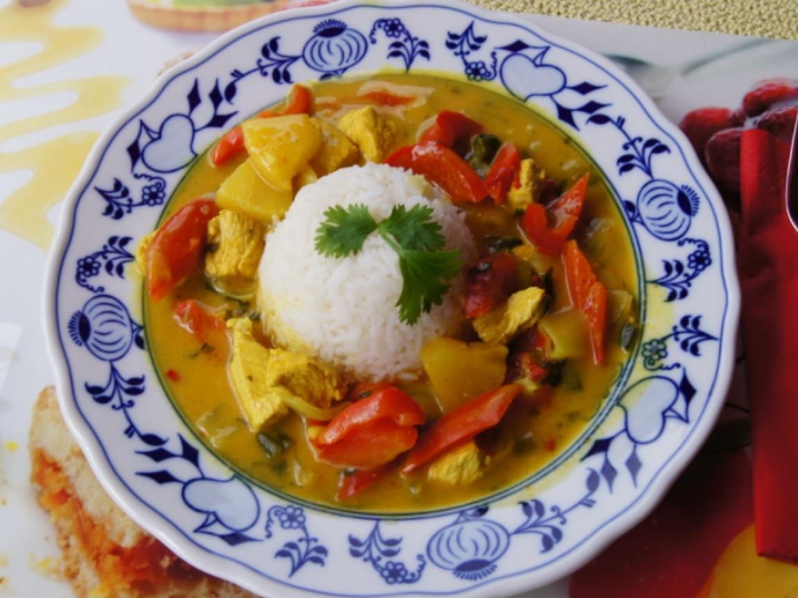 Fruchtiges Putencurry im Wok mit Basmatireis - Rezept - kochbar.de