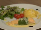Lachscannelloni mit Lauch, Kartoffelgratin und Champagnersabayon - Rezept - Bild Nr. 2