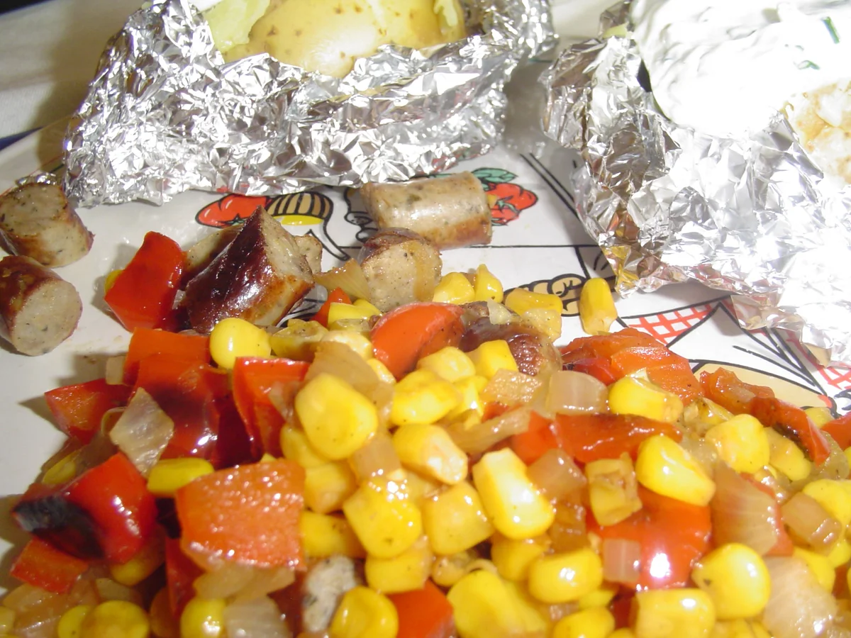 Grillkartoffel und Gemüsewürstelpfanne - Rezept - Bild Nr. 3179