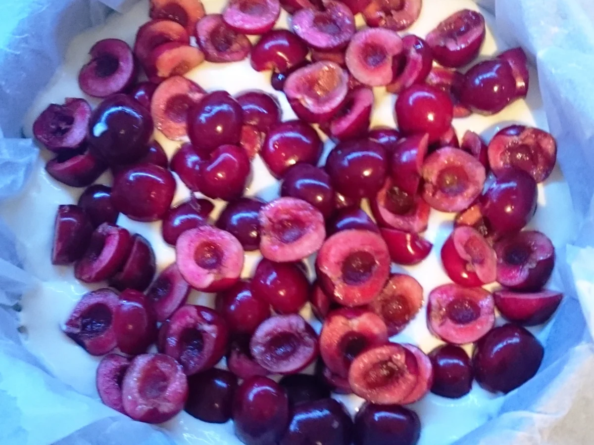 Rezept: Käsekuchen mit Kirschen Bild Nr. 3 Käsekuchen mit Kirschen - Rezept - Bild Nr. 3