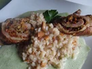 Kalbsrouladen mit Pfifferlings-Risotto und Petersilien-Schaum - Rezept - Bild Nr. 3247