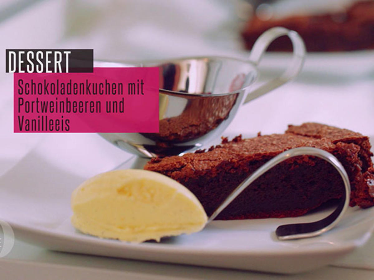 Toskanischer Schokokuchen mit Portweinbeeren und Vanilleeis - Rezept
Durch Das perfekte Dinner