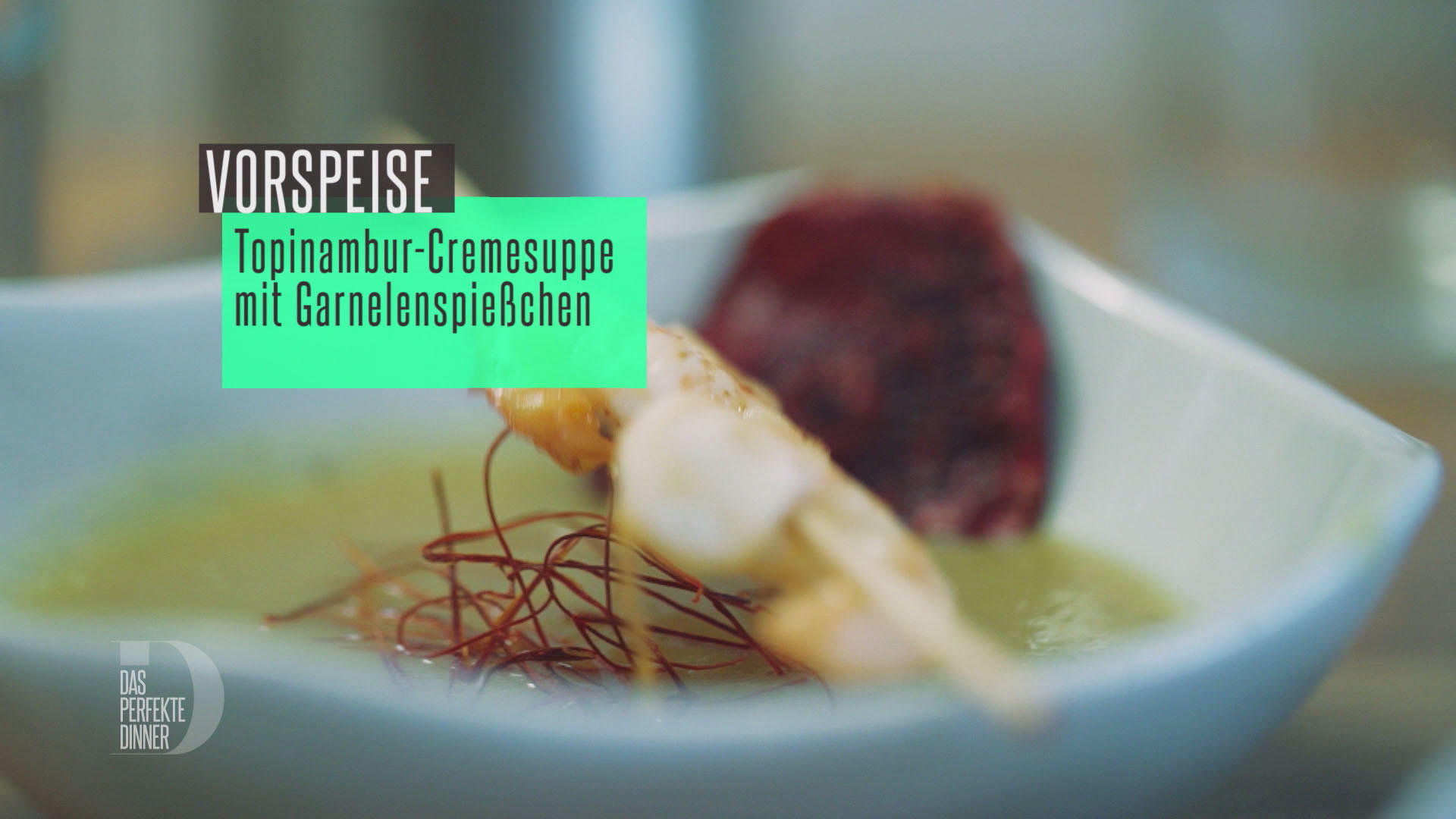 Bilder für Topinambur-Cremesuppe mit Garnelenspießen - Rezept