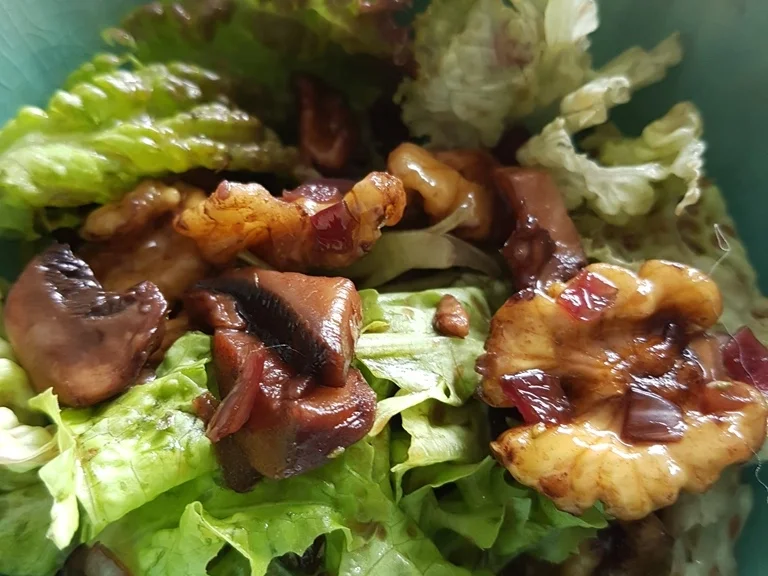 Lollo Rosso mit Walnuss und Champignons - Rezept - Bild Nr. 3388