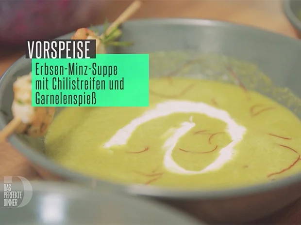 Rezept: Erbsensuppe / Garnelenspieß / Minz-Dip Bild Nr. 2 Erbsensuppe / Garnelenspieß / Minz-Dip - Rezept - Bild Nr. 2