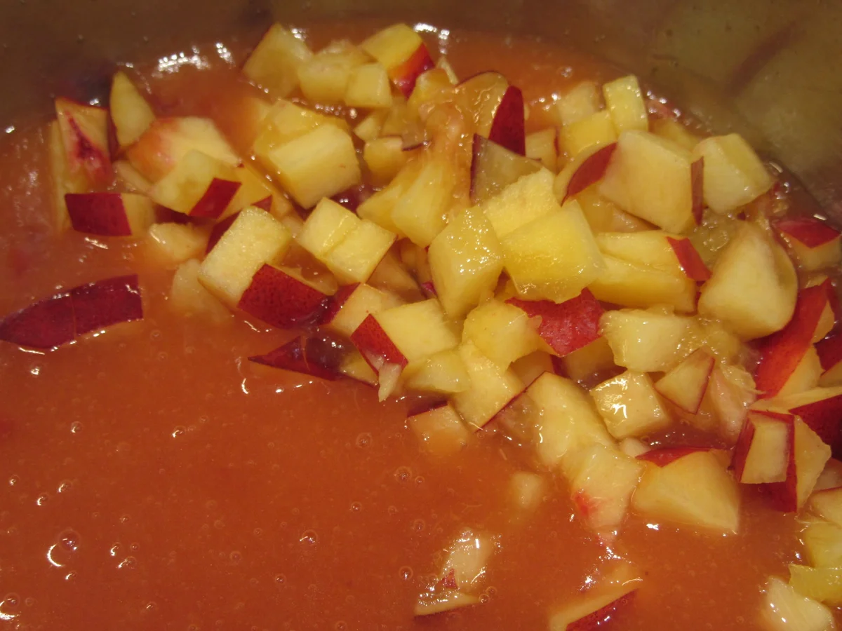 Rezept: Dessert: Quark-Mascarpone-Törtchen auf Nektarinensalat mit Schokocrunch Bild Nr. 3415 Dessert: Quark-Mascarpone-Törtchen auf Nektarinensalat mit Schokocrunch - Rezept - Bild Nr. 3415