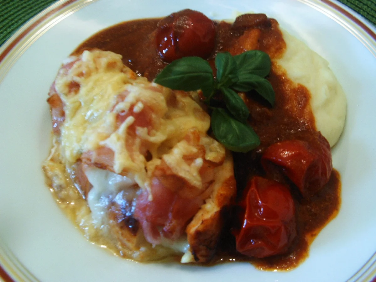 Hähnchenbrust mit Mozarella und Bacon - Rezept - Bild Nr. 3427