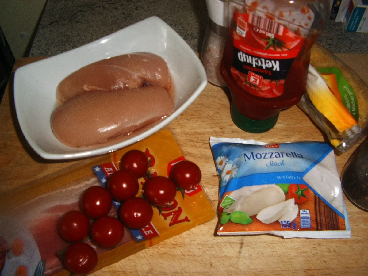 Hähnchenbrust mit Mozarella und Bacon - Rezept - Bild Nr. 3428