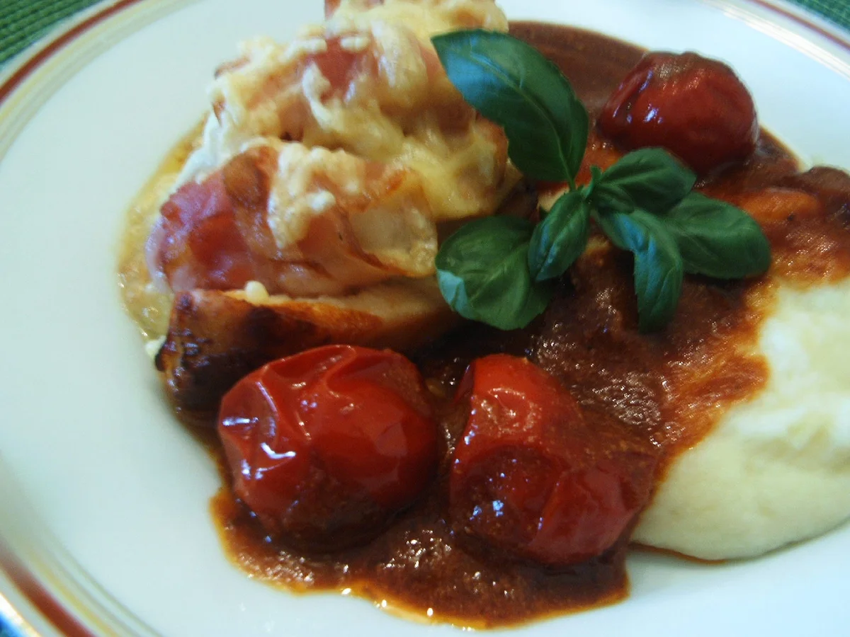 Hähnchenbrust mit Mozarella und Bacon - Rezept - Bild Nr. 3436