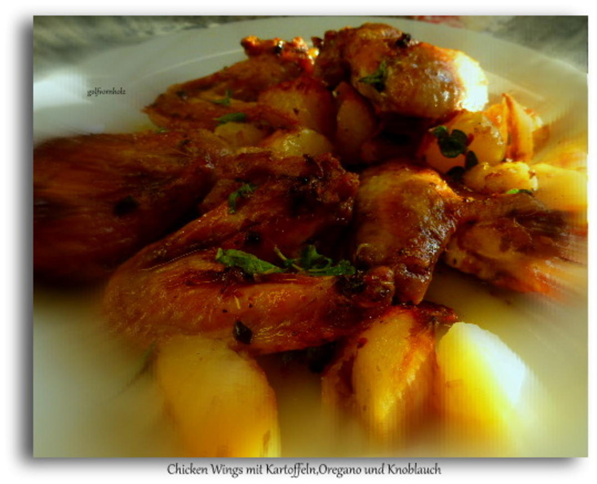Chicken Wings mit Kartoffeln,Oregano und Knoblauch - Rezept - Bild Nr. 3444