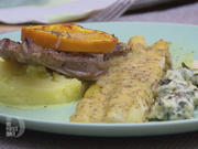 Lammkotelett, dazu Spargel in Orangensoße und Malfatti mit Kartoffelstampf - Rezept - Bild Nr. 2