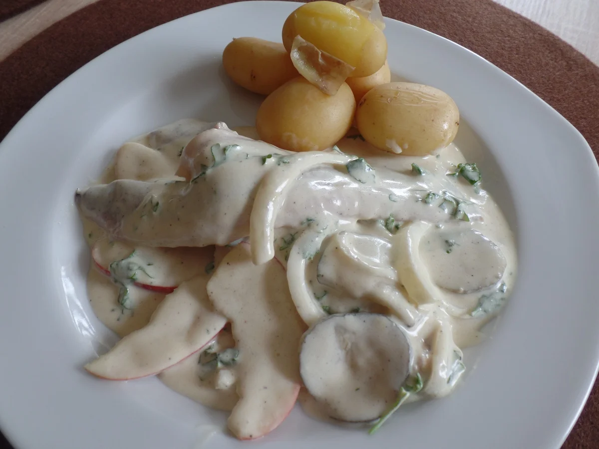Matjes in Senf-Sahne-Sauce mit Pellkartoffeln - Rezept - Bild Nr. 3481