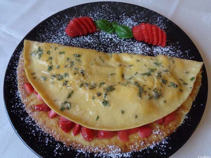 Basilikum - Omelett mit Erdbeeren - Rezept - Bild Nr. 3528