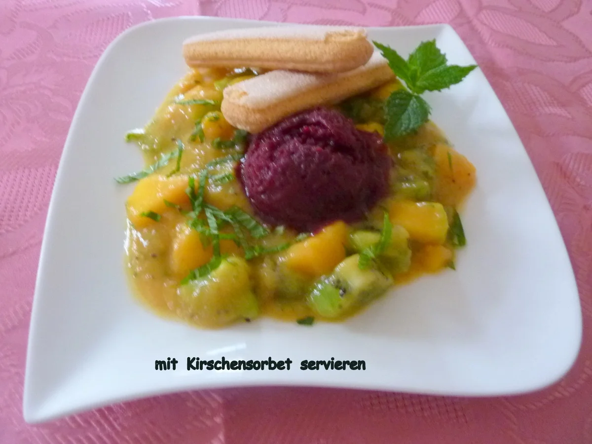 Kirschen Sorbet auf Kompott - Rezept - Bild Nr. 3541