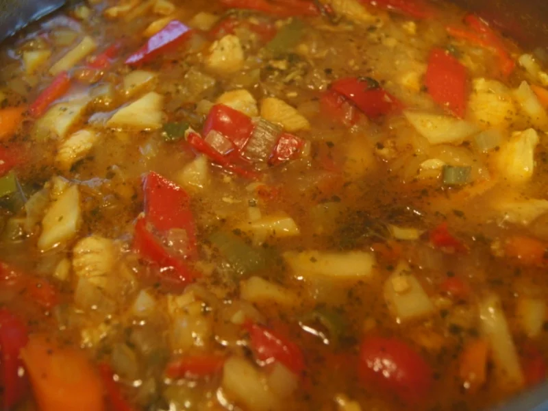 Hähnchenbrustfiletcurry mit roten Spitzpaprika und Basmatireis - Rezept - Bild Nr. 3548