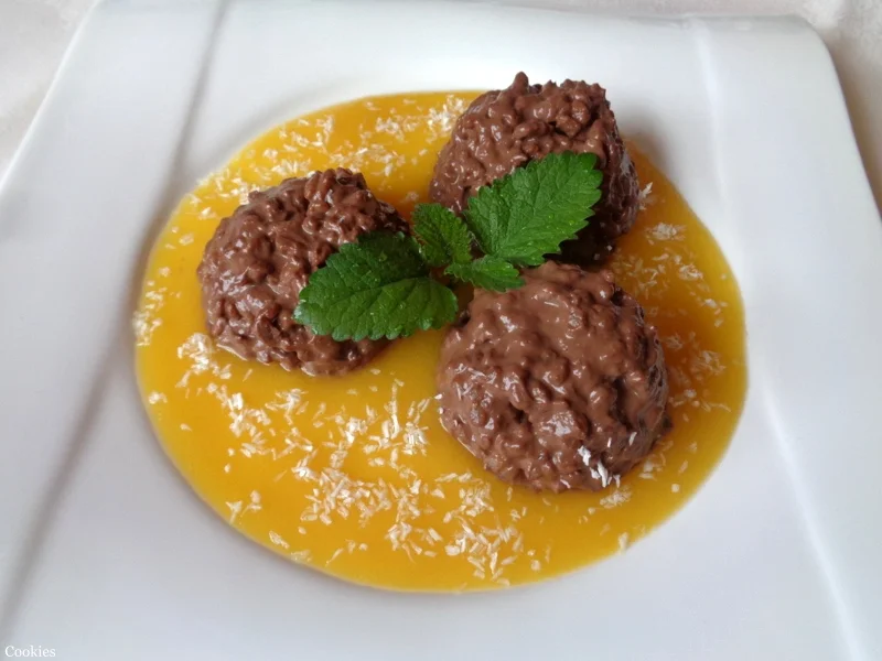 Schokoladen - Milchreis auf Mangospiegel - Rezept - Bild Nr. 3567