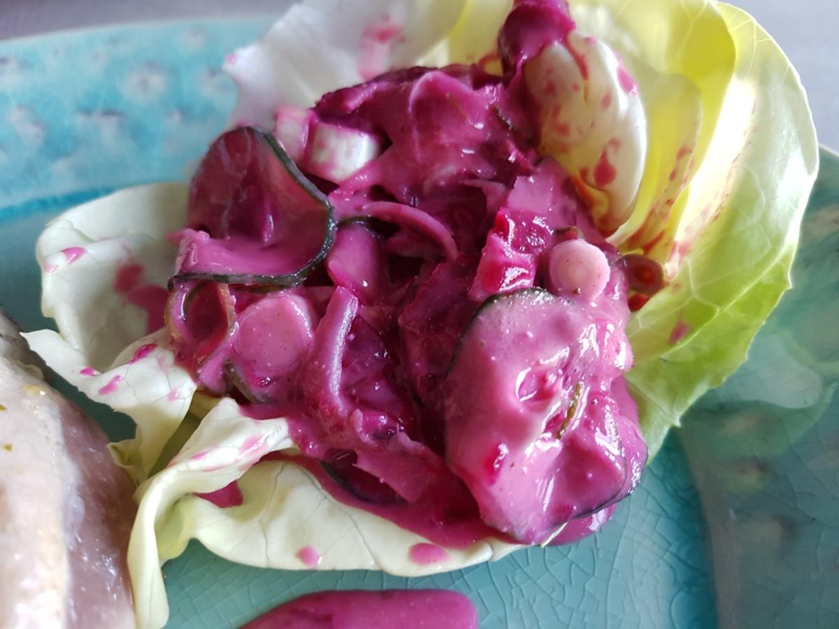 Bilder für Biggi`s Salate = Gurken Rote Bete ergibt eine Pinke Köstlichkeit - Rezept