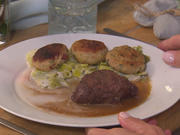 Simmentaler Rinderfilet mit dreierlei Pressknödel  und Lauchgemüse - Rezept - Bild Nr. 2